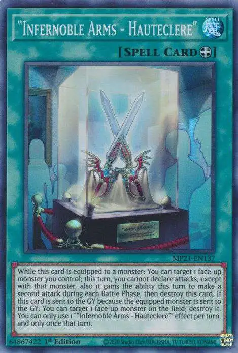 YuGiOh 2021 Tin of Ancient Battles Super Rare Infernoble Arms - Hauteclere MP21-EN137
