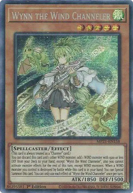 YuGiOh 2021 Tin of Ancient Battles Prismatic Secret Rare Wynn the Wind Channeler MP21-EN158