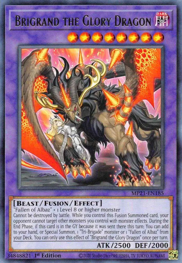 YuGiOh 2021 Tin of Ancient Battles Rare Brigrand the Glory Dragon MP21-EN185