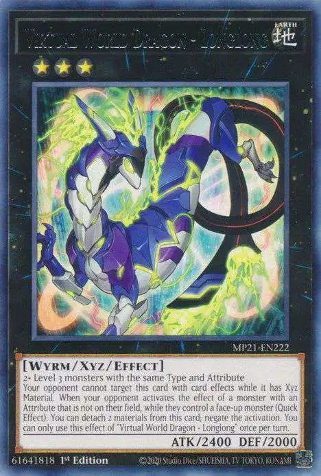 YuGiOh 2021 Tin of Ancient Battles Rare Virtual World Dragon - Longlong MP21-EN222