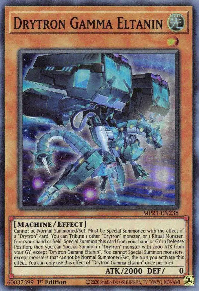 YuGiOh 2021 Tin of Ancient Battles Super Rare Drytron Gamma Eltanin MP21-EN238