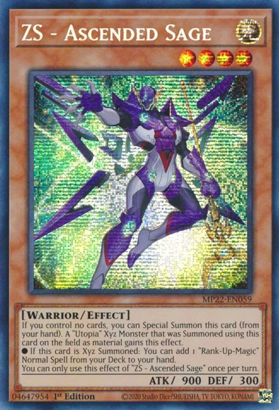 YuGiOh 2022 Tin of the Pharaoh's Gods Prismatic Secret Rare ZS - Ascended Sage MP22-EN059