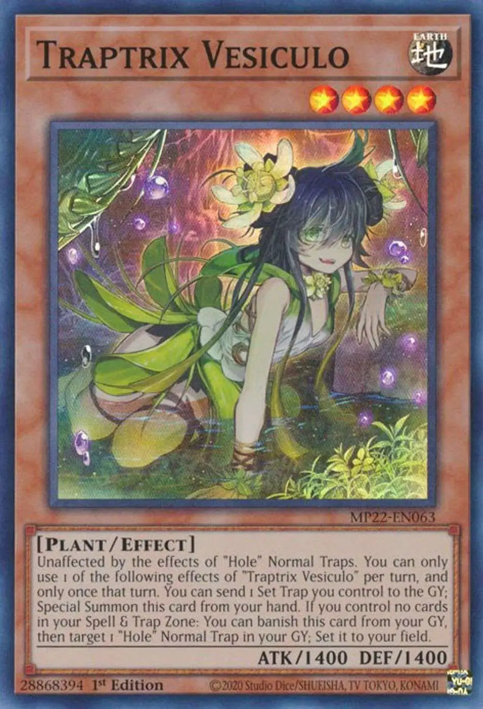 YuGiOh 2022 Tin of the Pharaoh's Gods Super Rare Traptrix Vesiculo MP22-EN063