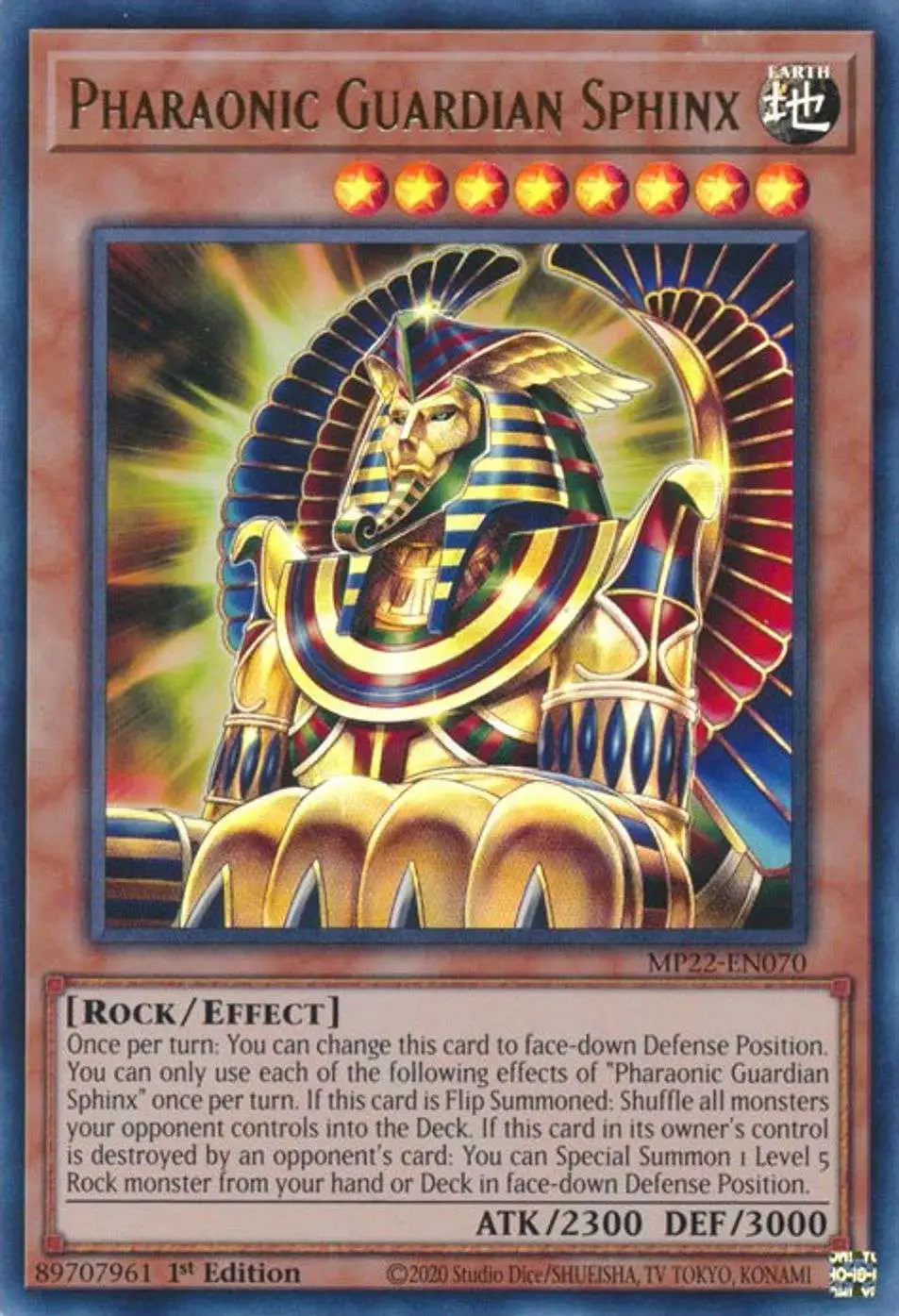 YuGiOh 2022 Tin of the Pharaoh's Gods Ultra Rare Pharaonic Guardian Sphinx MP22-EN070