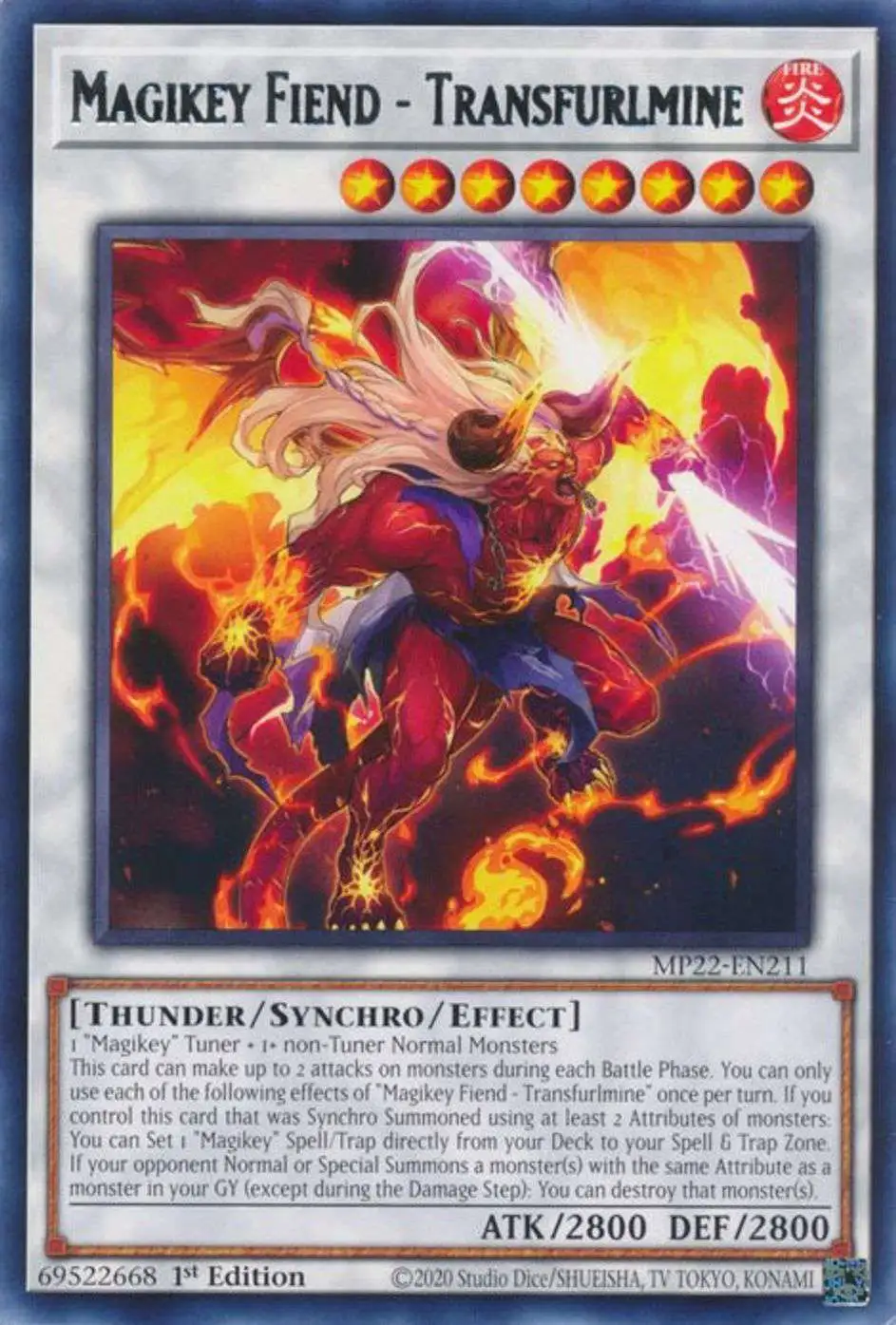 YuGiOh 2022 Tin of the Pharaoh's Gods Rare Magikey Fiend - Transfurlmine  MP22-EN211