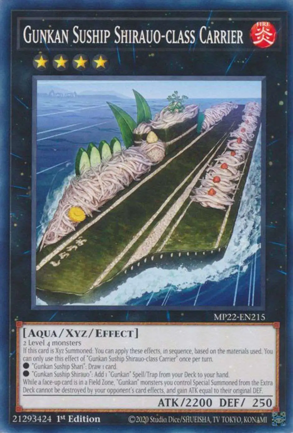 YuGiOh 2022 Tin of the Pharaoh's Gods Common Gunkan Suship Shirauo-class Carrier MP22-EN215