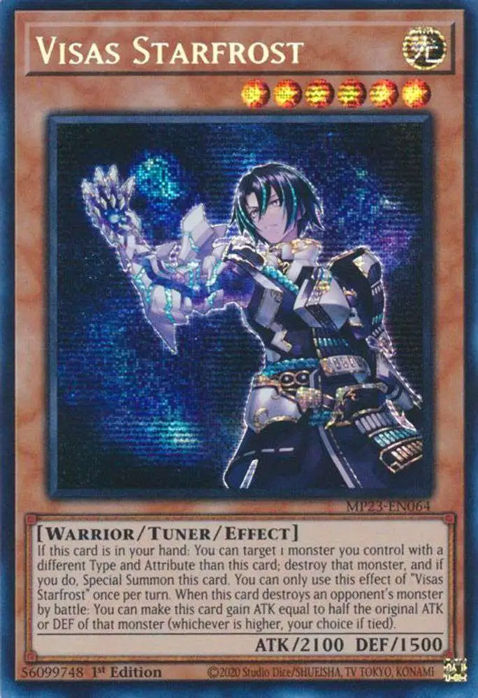 YuGiOh Trading Card Game 25th Anniversary Tin: Dueling Heroes Prismatic Secret Rare Visas Starfrost MP23-EN064 YuGiOh Trading Card Game 25th Anniversary Tin: Dueling Heroes Prismatic Secret Rare Visas Starfrost MP23-EN064