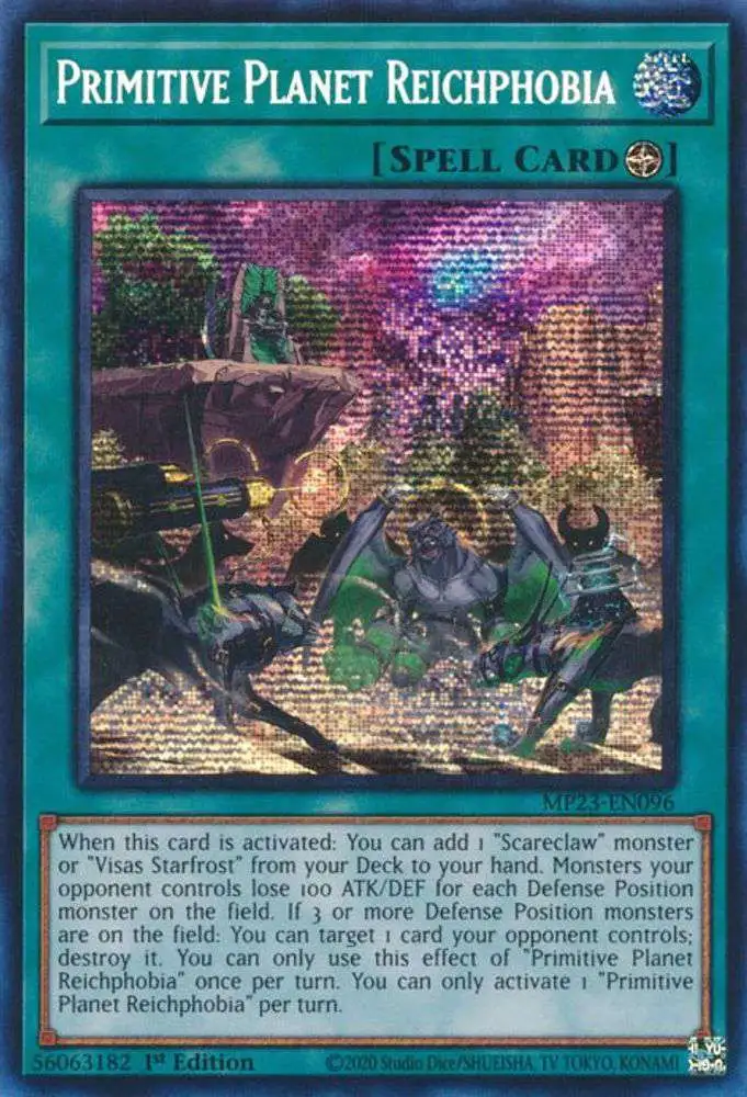 YuGiOh Trading Card Game 25th Anniversary Tin: Dueling Heroes Prismatic Secret Rare Primitive Planet Reichphobia MP23-EN096 YuGiOh Trading Card Game 25th Anniversary Tin: Dueling Heroes Prismatic Secret Rare Primitive Planet Reichphobia MP23-EN096