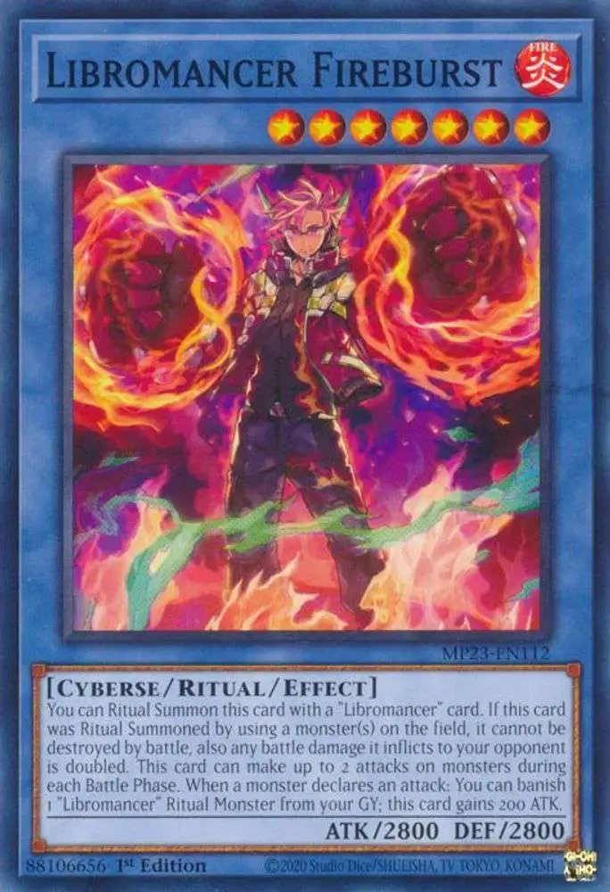 YuGiOh Trading Card Game 25th Anniversary Tin: Dueling Heroes Common Libromancer Fireburst MP23-EN112