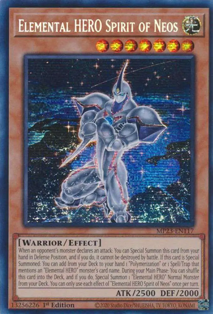 YuGiOh Trading Card Game 25th Anniversary Tin Dueling Heroes Single Card  Prismatic Secret Rare Elemental HERO Spirit of Neos MP23-EN117 - ToyWiz
