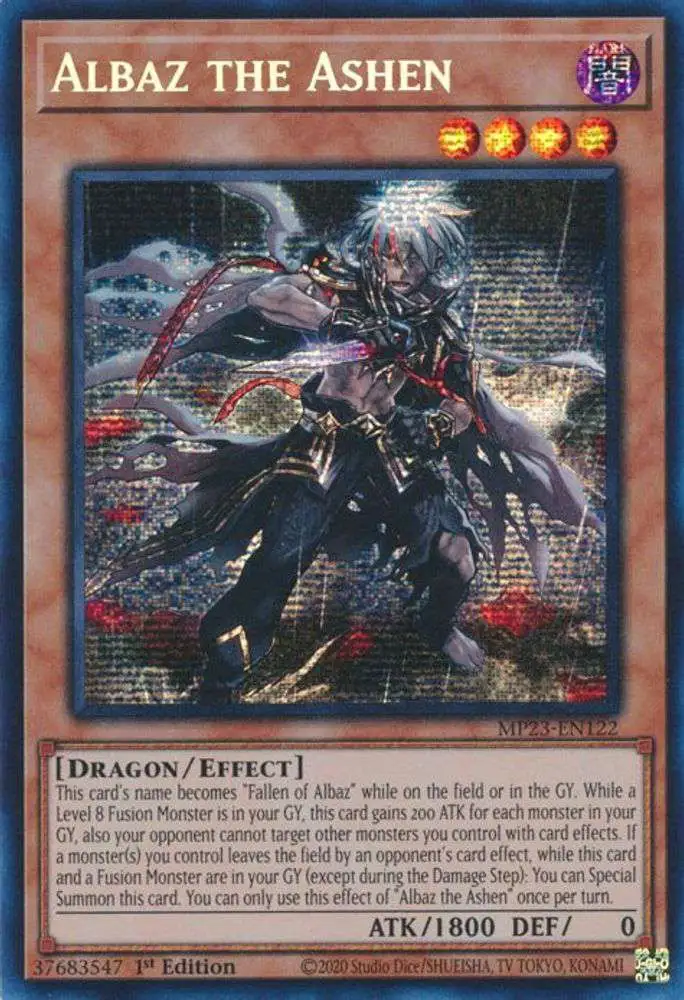YuGiOh Trading Card Game 25th Anniversary Tin: Dueling Heroes Prismatic Secret Rare Albaz the Ashen MP23-EN122