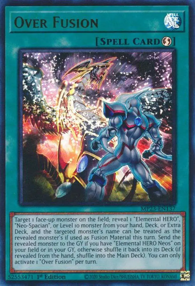 YuGiOh Trading Card Game 25th Anniversary Tin Dueling Heroes Single Card Ultra Rare Over Fusion MP23-EN137 - ToyWiz YuGiOh Trading Card Game 25th Anniversary Tin Dueling Heroes Single Card Ultra Rare Over Fusion MP23-EN137 - ToyWiz