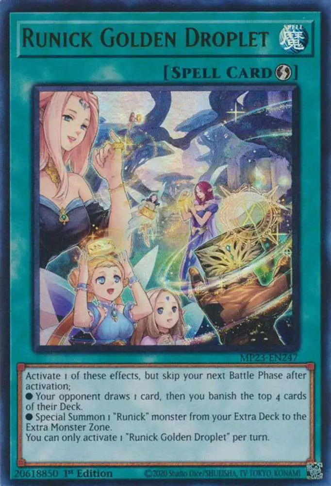 YuGiOh Trading Card Game 25th Anniversary Tin Dueling Heroes Single Card  Ultra Rare Runick Golden Droplet MP23-EN247 - ToyWiz