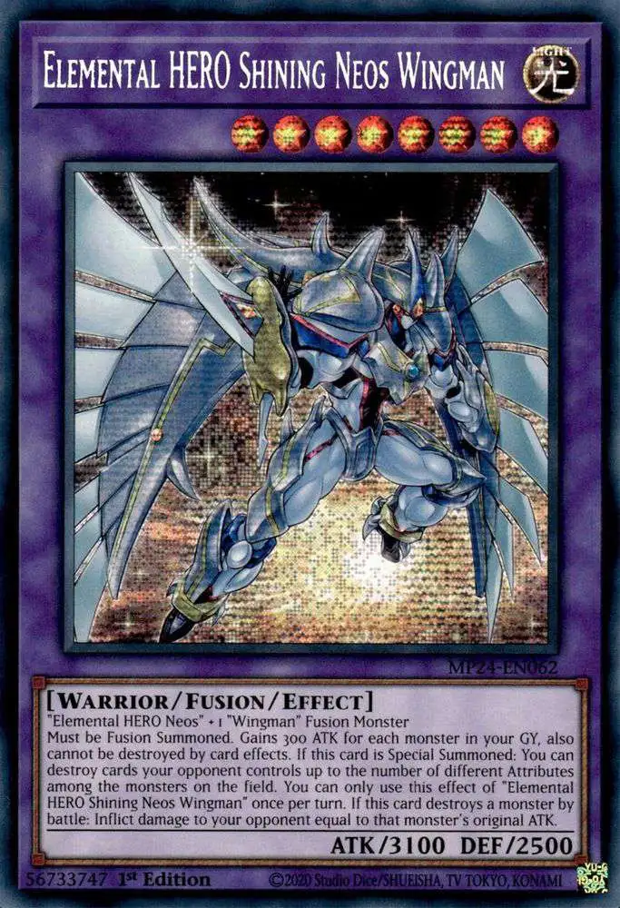 YuGiOh Trading Card Game 25th Anniversary Tin: Dueling Mirrors Prismatic Secret Rare Elemental HERO Shining Neos Wingman MP24-EN062