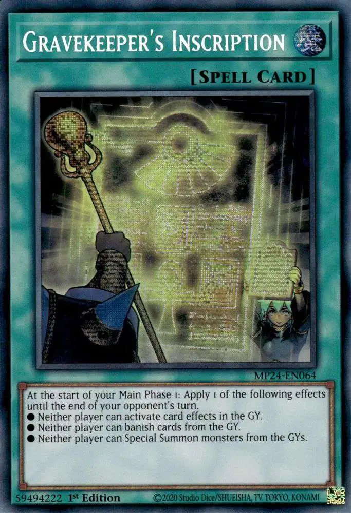 YuGiOh Trading Card Game 25th Anniversary Tin Dueling Mirrors Single Card  Prismatic Secret Rare Gravekeepers Inscription MP24-EN064 - ToyWiz