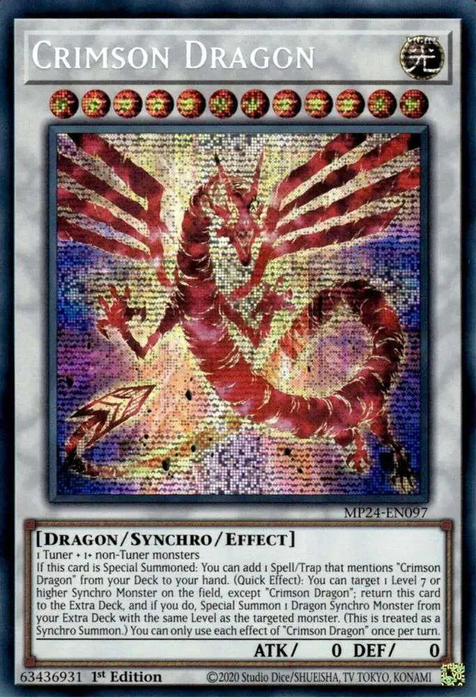 YuGiOh Trading Card Game 25th Anniversary Tin: Dueling Mirrors Prismatic Secret Rare Crimson Dragon MP24-EN097