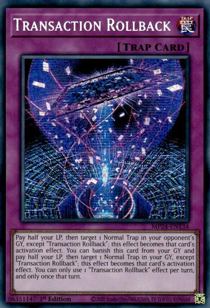 YuGiOh Trading Card Game 25th Anniversary Tin: Dueling Mirrors Prismatic Secret Rare Transaction Rollback MP24-EN134
