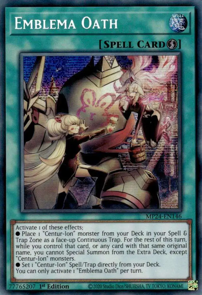YuGiOh Trading Card Game 25th Anniversary Tin Dueling Mirrors Single Card  Prismatic Secret Rare Emblema Oath MP24-EN146 - ToyWiz