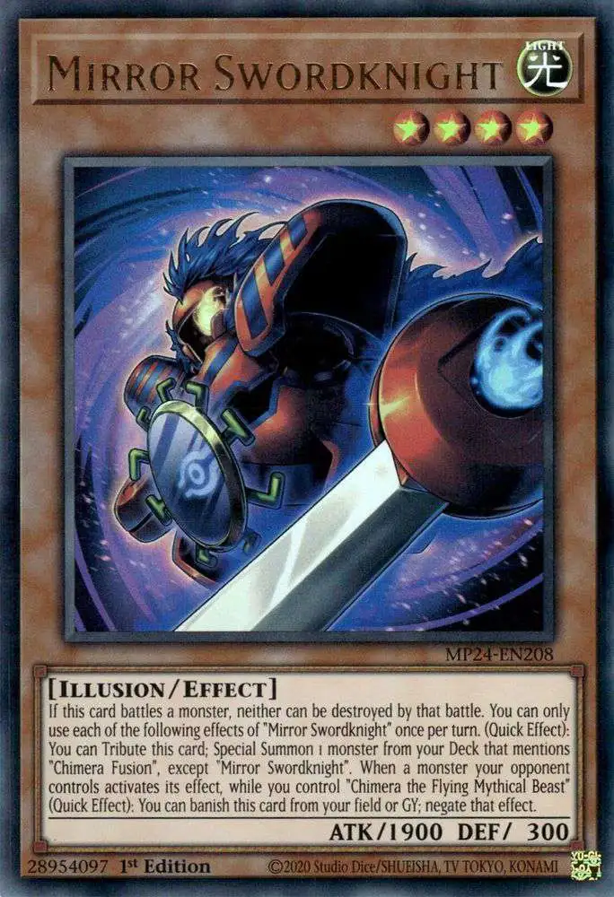YuGiOh Trading Card Game 25th Anniversary Tin: Dueling Mirrors Ultra Rare Mirror Swordknight MP24-EN208