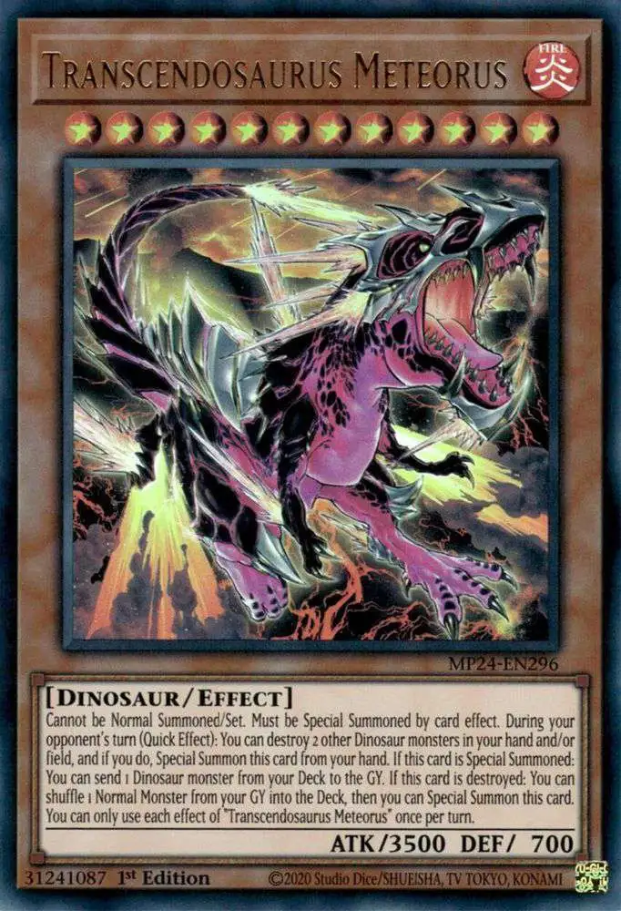 YuGiOh Trading Card Game 25th Anniversary Tin: Dueling Mirrors Ultra Rare Transcendosaurus Meteorus MP24-EN296