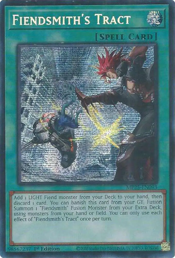 YuGiOh Trading Card Game 2025 Mega-Pack Single Card Prismatic Secret Rare  Fiendsmiths Tract MP25-EN093 - ToyWiz