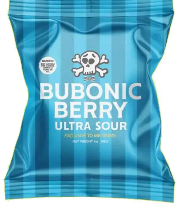 Mr. Simms Sweet Shoppe Bubonic Berry Ultra Sour 100 Grams Candy [Imported from England]