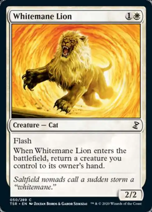 MtG Trading Card Game Time Spiral Remastered Common Whitemane Lion #50