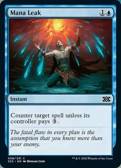 Magic The Gathering Trading Card Game Double Masters 2022 Single Card  Common Mana Leak 58 - ToyWiz