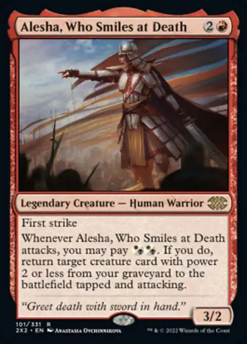 MtG Trading Card Game Double Masters 2022 Rare Alesha, Who Smiles at Death #101