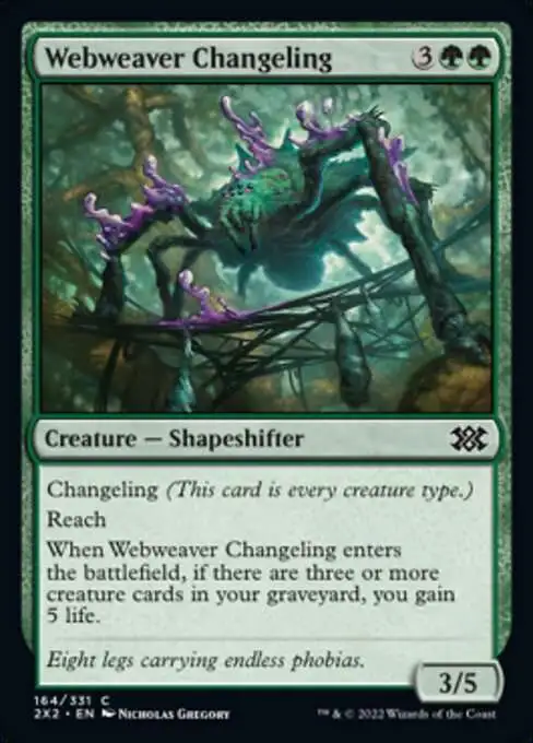 Magic The Gathering Trading Card Game Double Masters 2022 Single Card  Common Webweaver Changeling 164 FOIL - ToyWiz