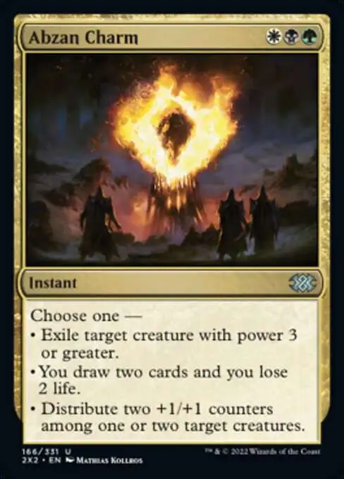 MtG Trading Card Game Double Masters 2022 Uncommon Abzan Charm #166