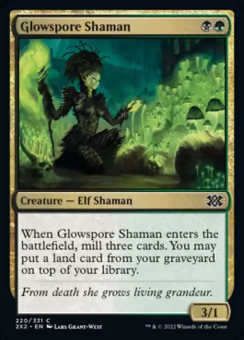 MtG Trading Card Game Double Masters 2022 Common Foil Glowspore Shaman #220