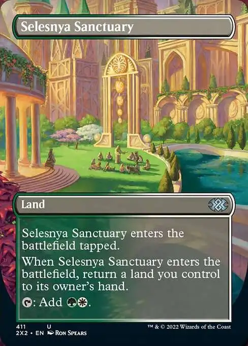 MtG Trading Card Game Double Masters 2022 Uncommon Selesnya Sanctuary #411 [Alternate Art Borderless FOIL]