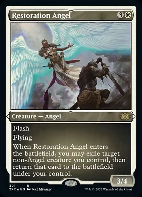 MtG Trading Card Game Double Masters 2022 Rare Restoration Angel #421 [Etched Foil-Only Cards]