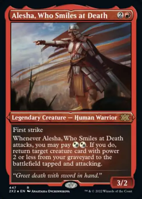 MtG Trading Card Game Double Masters 2022 Rare Alesha, Who Smiles at Death #447 [Etched Foil-Only Cards]