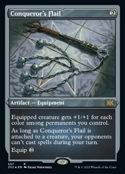 MtG Trading Card Game Double Masters 2022 Rare Conqueror's Flail #557 [Etched Foil-Only Cards]