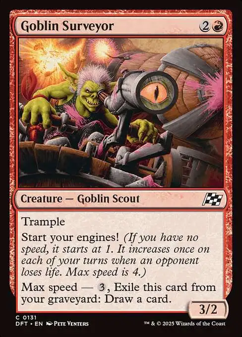Magic The Gathering Aetherdrift Single Card Common Goblin Surveyor 131 FOIL  - ToyWiz