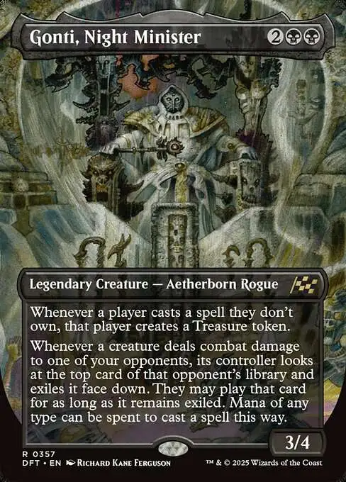 best cards in mtg aetherdrift Magic The Gathering Single Card Rare Gonti, Night Minister 357 Borderless FOIL Commander Decks for Aetherdrift have
