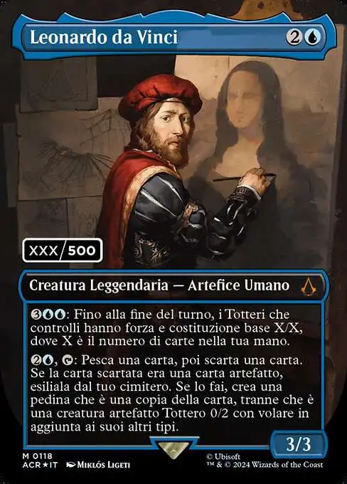 MtG Assassin's Creed Mythic Rare Leonardo da Vinci #118z [Borderless Serialized]