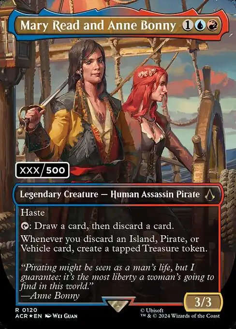 MtG Assassin's Creed Rare Mary Read and Anne Bonny #120z [Borderless Serialized]