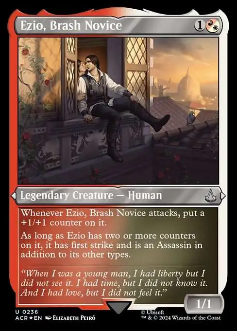 Magic The Gathering Assassins Creed Single Card Uncommon Ezio, Brash Novice 236 Etched Foil - ToyWiz Magic The Gathering Assassins Creed Single Card Uncommon Ezio, Brash Novice 236 Etched Foil - ToyWiz