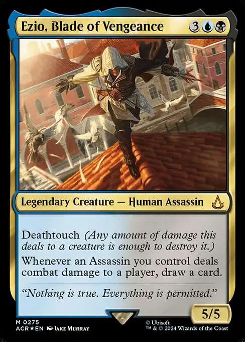 Magic The Gathering Assassins Creed Single Card Mythic Rare Ezio, Blade of Vengeance 275 - ToyWiz Magic The Gathering Assassins Creed Single Card Mythic Rare Ezio, Blade of Vengeance 275 - ToyWiz