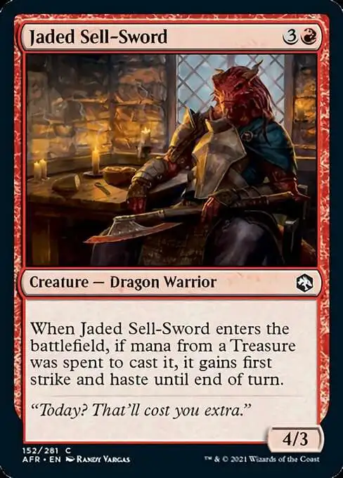 MtG Trading Card Game Adventures in the Forgotten Realms Common Jaded Sell-Sword #152