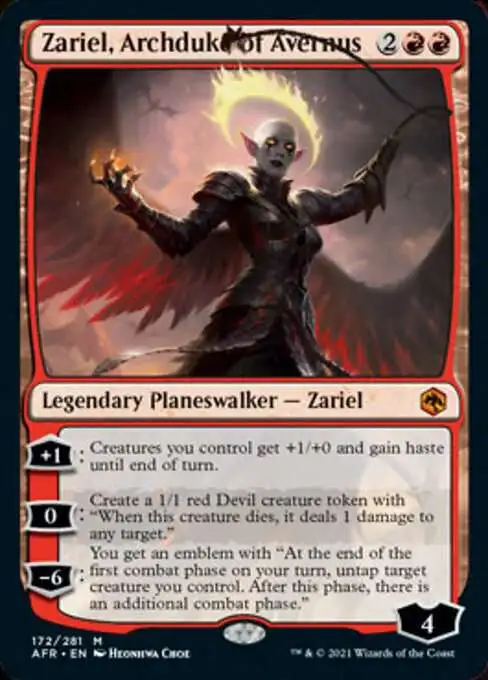 Magic The Gathering Trading Card Game Adventures in the Forgotten Realms  Single Card Mythic Rare Zariel, Archduke of Avernus 172 FOIL - ToyWiz