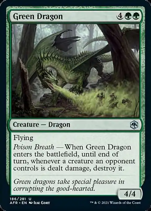 MtG Trading Card Game Adventures in the Forgotten Realms Uncommon Green Dragon #186