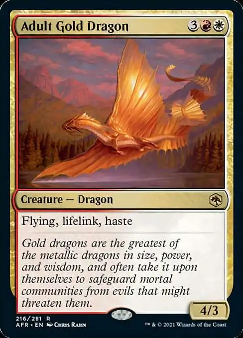 Magic The Gathering Trading Card Game Adventures in the Forgotten Realms  Single Card Rare Adult Gold Dragon 216 FOIL - ToyWiz