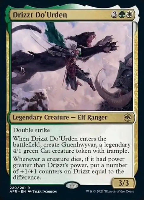 MtG Trading Card Game Adventures in the Forgotten Realms Rare Foil Drizzt Do'Urden #220