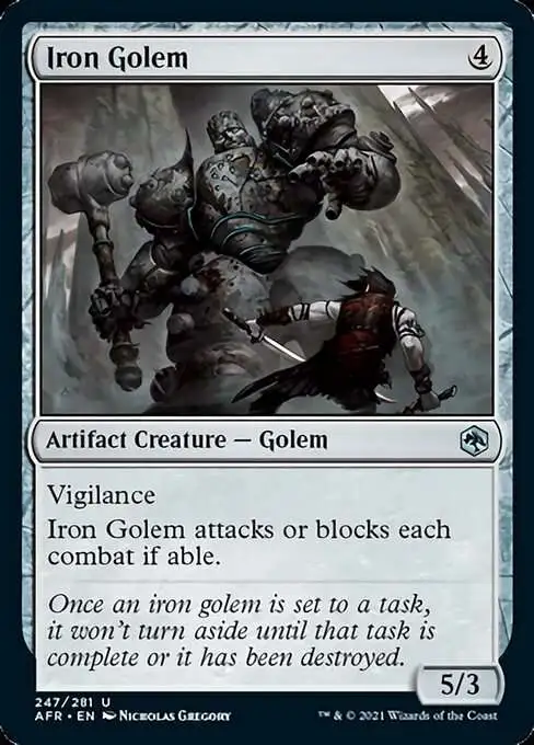 MtG Trading Card Game Adventures in the Forgotten Realms Uncommon Foil Iron Golem #247