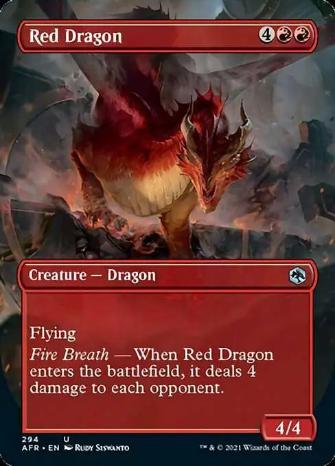 mtg afr cards Magic The Gathering Trading Card Game Adventures in the Forgotten Realms  Single Card Uncommon Red Dragon 294 Alternate Art Borderless FOIL
