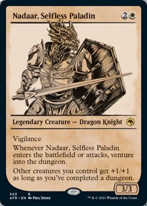 MtG Trading Card Game Adventures in the Forgotten Realms Rare Nadaar, Selfless Paladin #303 [Showcase]